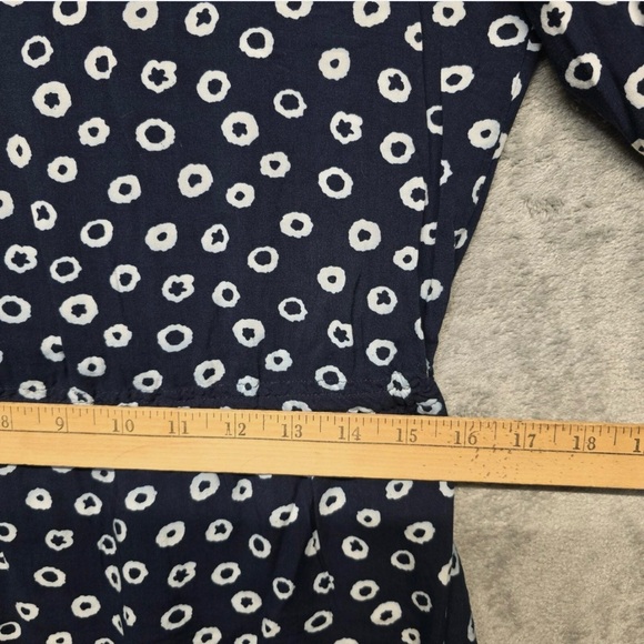 LOFT Blue White Dot Shirt Dress Small Lined Pockets Drawstring Waist - Picture 13 of 15